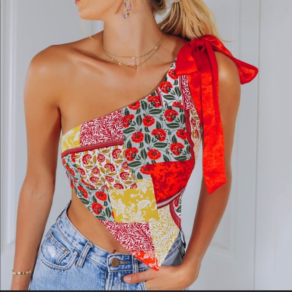 Shein Floral Patternblock Self-Tie